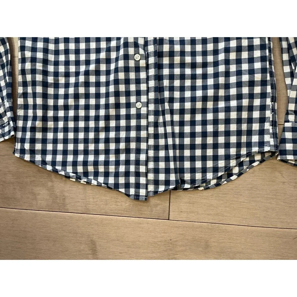 J. J Crew blue white gingham plaid long sleeves button Down Men shirt S